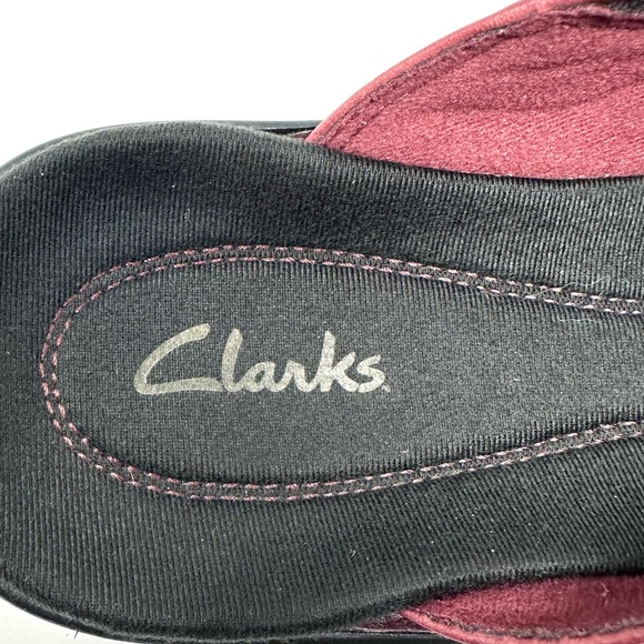 Clarks Women Burgundy Comfort Leather Clogs Mule - Picture 9 of 10